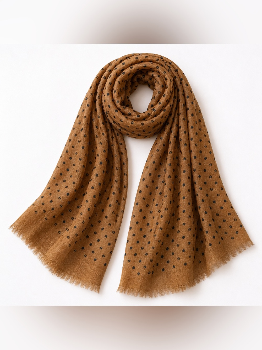 Polka Dot Lightweight Brown Scarf